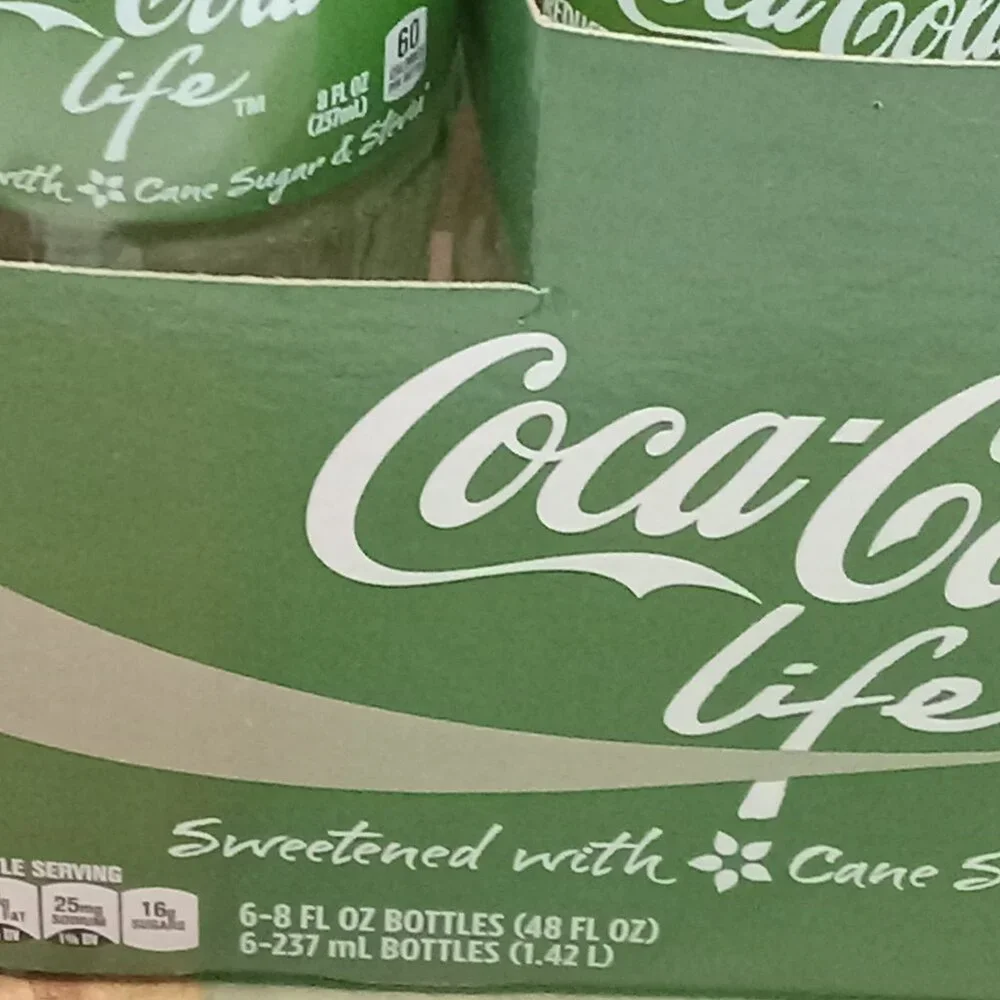 Green COCA COLA LIFE Reduced Calorie Bottles w/Carrier EMPTY Limited Ed Stevia - Picture 6 of 14